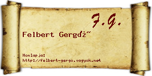 Felbert Gergő névjegykártya